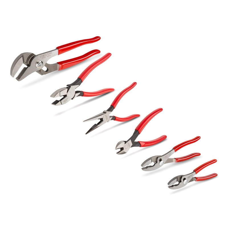 TEKTON Pliers Set, 6-Piece (Groove Joint, Slip Joint, Long Nose,