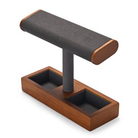 Oirlv Wooden Watch Display Stand Individual Watch Stand Jewellery Organiser Holder for Watch Necklace Bracelets Storage and Display (Dark Grey)