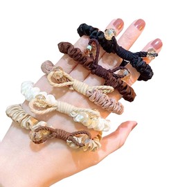 5 Pieces Small Silk Scrunchies Satin Hair Ties No Damage Mulberry Hair Scrunchies Hair Ties for Women Girls Cute Soft No-Slip Hair Elastics Ponytail Holder for Curly Thick Thin Fine Hair