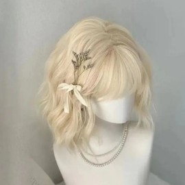 Wave type fashion wig short hair blonde wig (WFLP5HZ) / 웨이브형 패션 위그 단발머리 금발 가발 (WFLP5HZ)