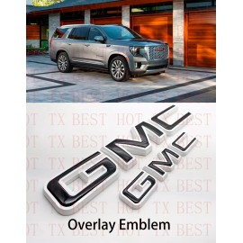 Auto GMC 2021-2023 GMC YUKON YUKON XL Front Rear Tailgate Black white OVERLAY Emblem