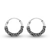 Balinese Interlace Tribal Ornate .925 Silver Hoop Earrings