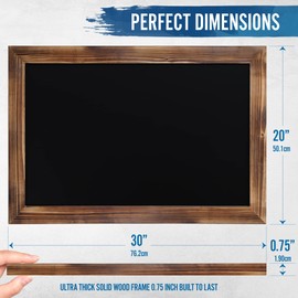 HBCY Creations 20" X 30" Torched Brown Solid Wood Frame Wall Chalkboard, Magnetic Surface, Home Décor, Restaurant & Café Menus, Blackboard, Includes Chalk, Eraser & Hanging Hardware