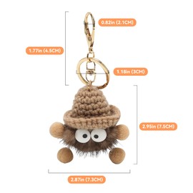 jiesinlov Kawaii Plush Small Briquettes Pendant Cute Car Keychain,Purse Backpack Charms Accessories Key Chain for Women or Girls Bags(Gold Buckle&Brown)