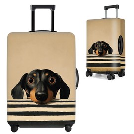 Adorable Småland Hound Luggage Cover – Black and White Striped Dog Print Travel Suitcase Protector – Fits 20 to 22 Inch Luggage,S