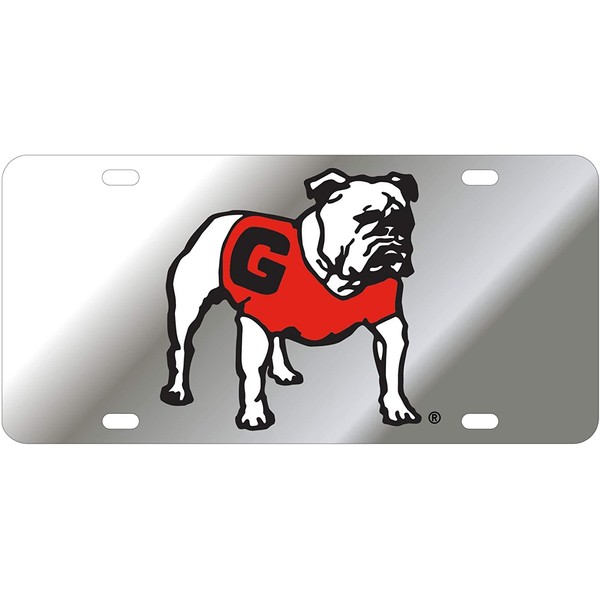 Dixie Dawgs UGA, Georgia Bulldogs Laser Cut and Inlaid Standing Bulldog License Plate/Car Tag