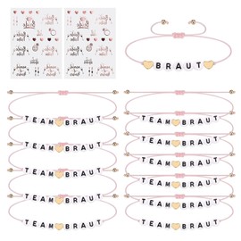 Jga Accessories Women, 12 Pieces Jga Bracelets, with 2 Pieces Stickers Made of Rose Gold, Hen Party Woman Accessories, Jga Decoration, Team Bride Bracelets for Dating, Wedding, Accompaniment Gift