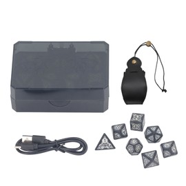 7pcs Glowing Dice Set Multi Sided Five Colors Rechargeable LED Electronic Dice for Desktop Games Black Storage Bag
