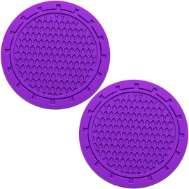 MEAJOO 2PCS Car Cup Holder Coaster, Non-Slip Cup Holders Embedded in Ornaments Coaster, 2.75 Inch Universal Recessed Car Interior Accessories (Purple)