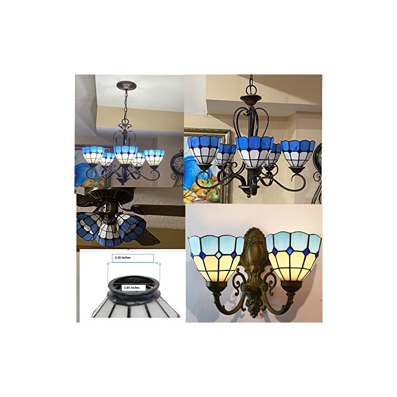 HUIMEIJU Glass single lampshade 2PCS set Blue glass fan lamp,