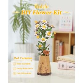 Rolife 3D Wooden Puzzle Flowers Bouquet Wooden Bloom Craft Model Kits for Adults Eternal Flowers Romantic Gift for Her Women Mom Christmas/Birthday/Valentine's Day/Mother's Day (Pink Lily)