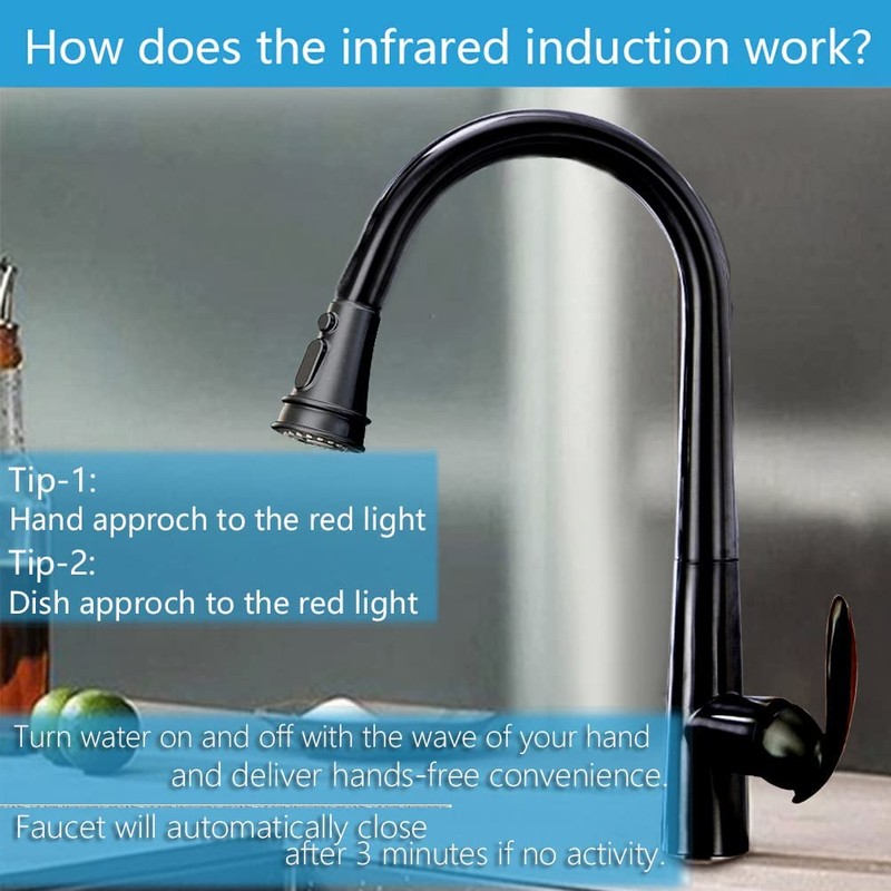 Touchless Kitchen Faucet Automatic Motion Sensor Activated Hands-Free Kitchen Sink