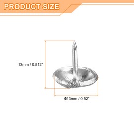 uxcell Upholstery Tacks Nail Pins Furniture, 25Pcs 13x13mm Thumb Tack Pins Assortment Kit Carbon Steel for Home Sofa DIY Decorative Nail Heads Nails, Silver Tone