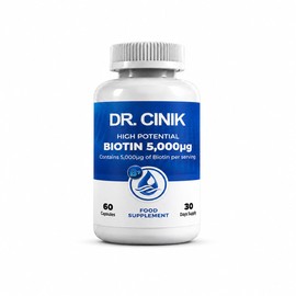 DR. CINIK Biotin 5000 mcg per Daily Serving, Vitamin B7 Food Supplement, 60 Capsules, 30 Day Supply
