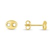 14K Gold Mariner Link Button Stud Earrings