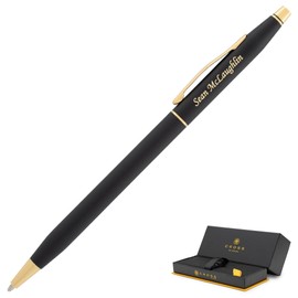 Dayspring Pens Cross Pens | Engraved Cross Classic Century Ballpoint Finished in Black with Gold Trim. Includes Gift Box for Graduation, Birthday, or Holiday Gift.