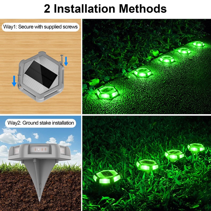 Green Solar Dock Lights Driveway Deck Lights - 12 Packs