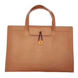 PU Leather Computer Bag Thin Lightweight Handheld Laptop Tote Bag with Comfortable Handle for Travel Business Trip Earthy Yellow