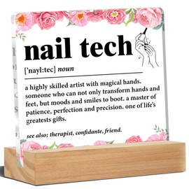 Nail Tech Gifts for Women, Nail Artist Manicurist Nail Technician Nail Tech Definition Acrylic Desk Plaque Sign Salon Decor 4 x 4 Inches