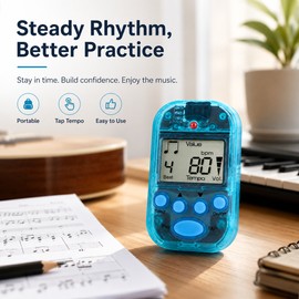 Mini Digital Metronome for Music Practice – Clip-On LCD Tempo Trainer with Tap Function for Instruments