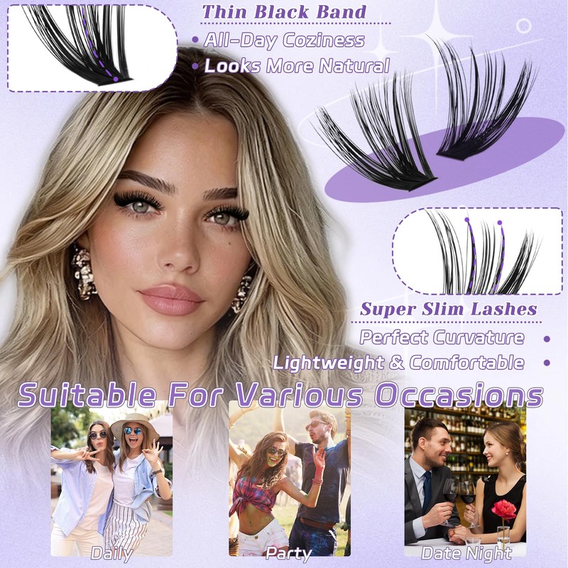 Lash Clusters Kit 720Pcs 60D+80D Natural Cluster Eyelash Extensions Individual