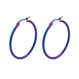 Edforce Stainless Steel Rounded Hoops Earrings (20mm-60mm Diameter) (Rainbow 30mm)