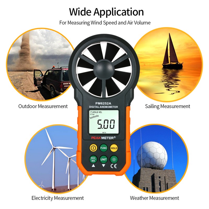 PEAKMETER Handheld Anemometer Portable Wind Speed Meter CFM Meter Wind