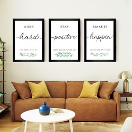 Set of 3 Framed Inspirational Wall Art for Bedroom,12x16”Motivational Framed Wall Signs Art Decor for Office Bedroom Living Room Classroom (Black)