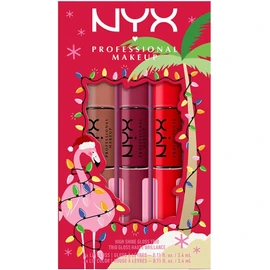 Nyx Professional Makeup, Shine Loud Trío Holidays, Tono Rojo, Café y Morado
