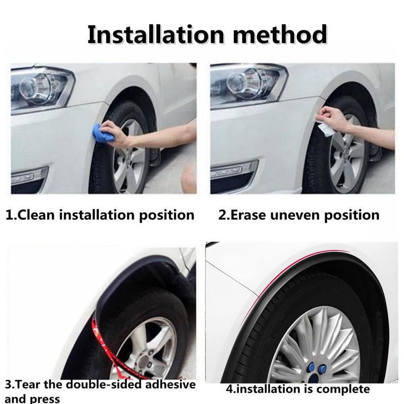 MASO 2Pcs Universal Car Side Fender Wheel Eyebrow Arch Rubber