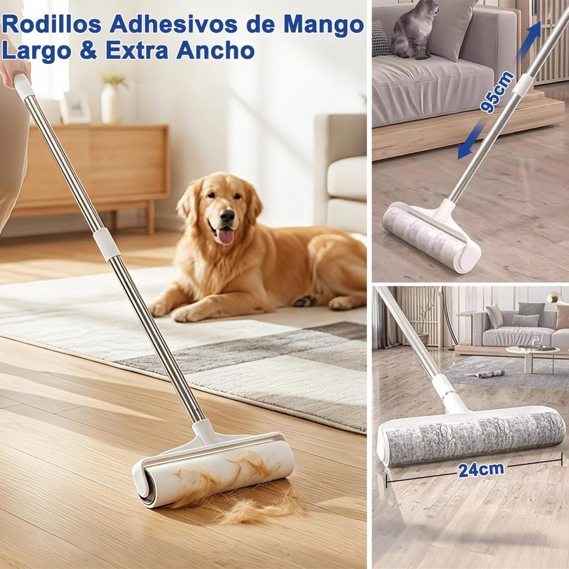 Rodillos quitapelusas 24 cm y 10 cm con mango telescópico