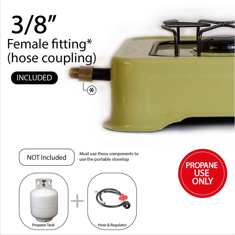 ABBA 12" Single Burner Propane Camping Stove - With Enamel