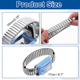 sourcing map 5Pcs Anti Static Wrist Strap Blue 6.7" Perimeter Esd Anti Static Wristbands Cordless Length 21-32CM Adjustable for Sensitive Electronic Devices