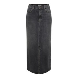 ONLY Maxi Denim Skirt mid Waist Skirt with Slit and Front Pockets, Colours:Black, Size:S