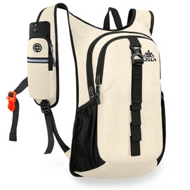 VOBUYING 15L Small Hiking Backpack Foldable Ultralight Trekking Camping Outdoors Backpack for Women Men (beige)