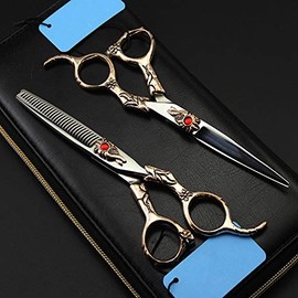 Hair Cutting Scissors, 6 Inch Professional Japan 440c Retro Sunflower Hair Scissors Set Cutting Barber Makeup Thinning Shears Hairdressing Scissors Kit
