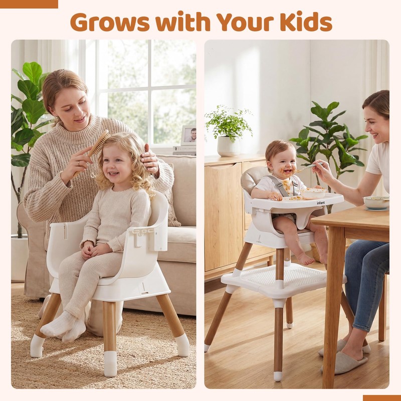 INFANS Baby High Chair, 9 in 1 Convertible Highchair for
