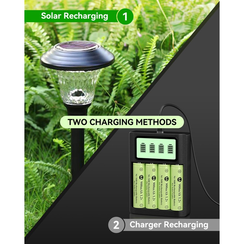 Howardly 1.2v AA Ni-MH Rechargeable Battery, Double A 900mAh 1.2V