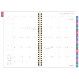 AT-A-GLANCE Badge Floral Weekly & Monthly Academic Planner, July 2023 - July 2024, Small, 8.5 x 6 Inches, Bilingual (1664F-200FA-24)