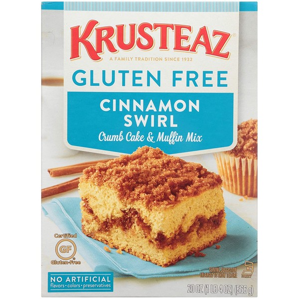 Krusteaz Gluten-Free Crumb Cake Mix, Cinnamon, 20 Ounce, Pack of 8