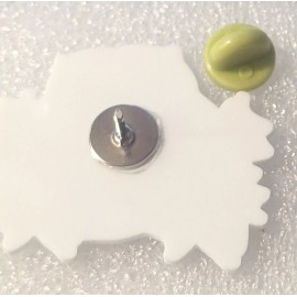 Pitbull Pit Bull Cropped Ears & Flowers Flat Acrylic Pin Tie Tac Jewelry