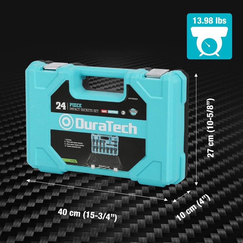 DURATECH 24-Piece Impact Socket Set, 1/2" Drive Deep Impact Socket