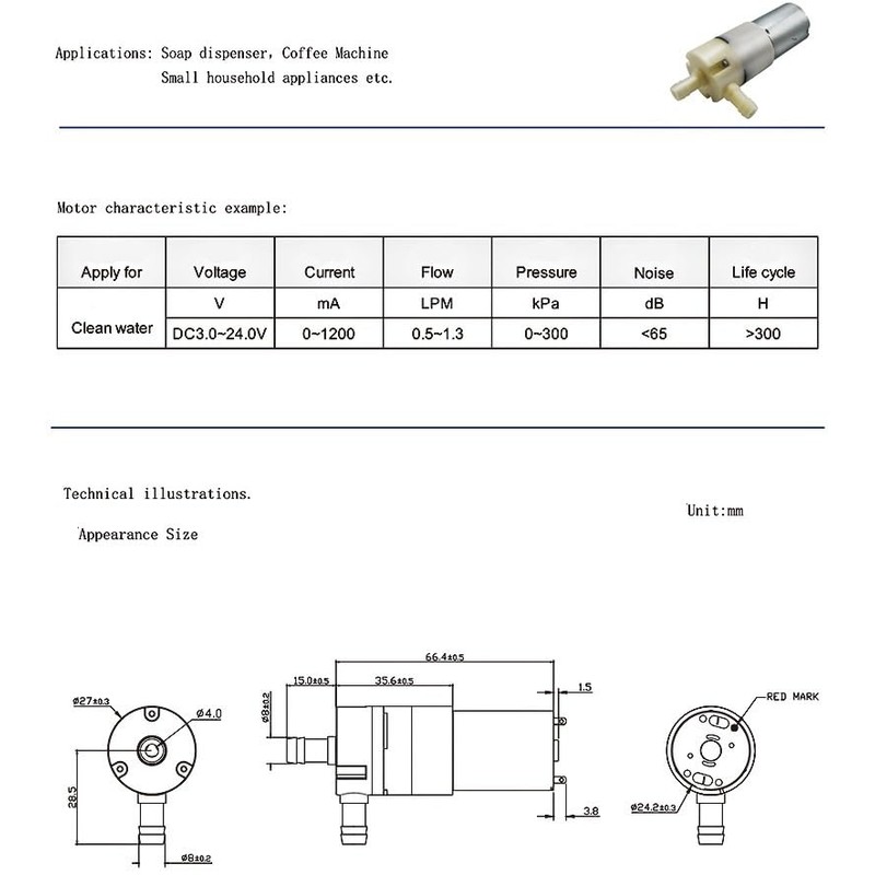 DC 12V Mini Self Priming Pump Micro Diaphragm Fresh Water