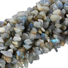 KYEYGWO Labradorite Irregular Gemstones Loose Beads Strand, Tumbled Stone Chip Crystal Tumbled Stones for Jewellery Making and DIY Handmade Craft, 83.8 cm