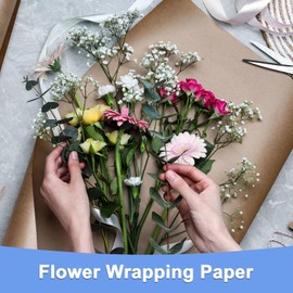 GLOKUUCA Flower Wrapping Paper - 10 Sheet Waterproof Floral Bouquet Wrapping Paper Fits for Wedding Graduation Gifts - (22.8x22.8 Inch, Black)