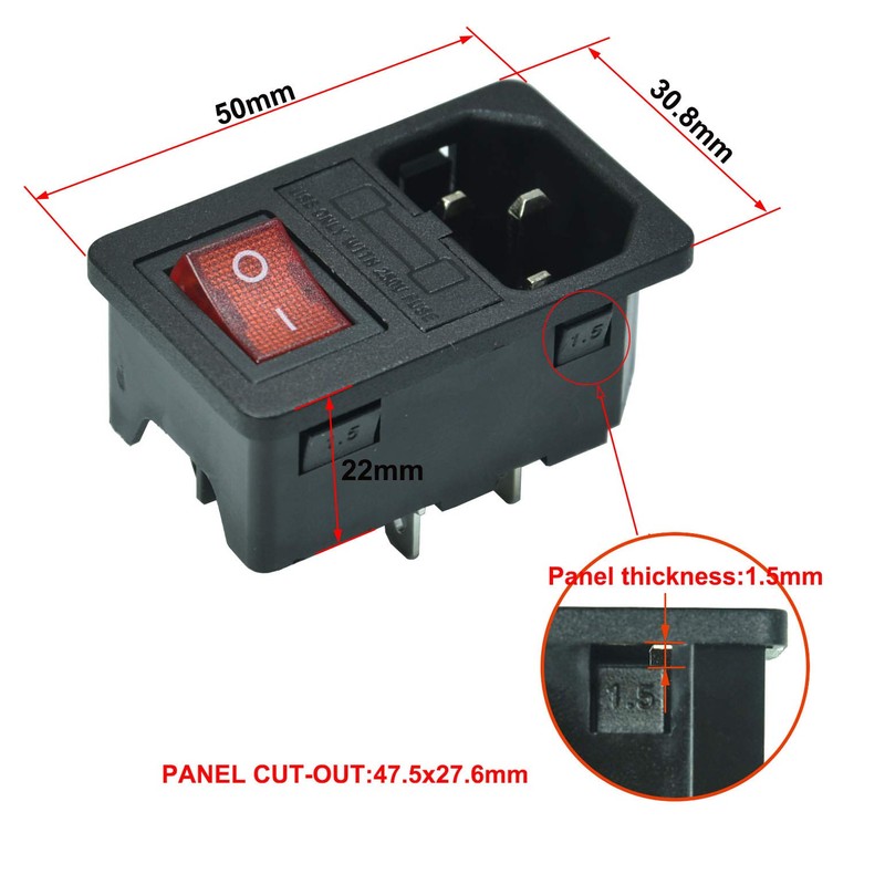 2 módulos de entrada principal FILSHU, interruptor, conector de correo
