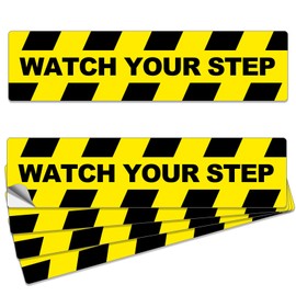 Fulmoon 4 Pcs 20 x 5 Inch Watch Your Step Stickers Tape, Watch Your Step Sign, Self Adhesive Anti Slip Water Resistance Decals Caution Vinyl Decal for Safety Indoor Outdoor Workplace Wet Floor