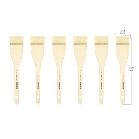 XDT Hake Artist Paint Brush 6 Piece Set #3.14in, Premium Soft White Goat Watercolor Long Handle, Acrylic Oil Watercolor