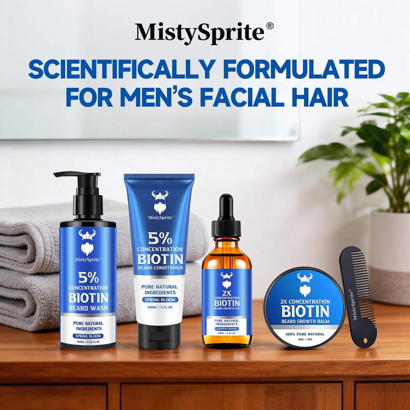 MistySprite 5% Biotin Beard Shampoo for Men, Thickening & Volumizing