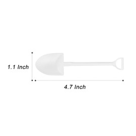 Ouliget Mini Shovel Shape Spoons,Cute Disposable Plastic Dessert Spoons,Ice Cream Dessert Spoon Shovels,100 Pcs,White,4.7 Inch.